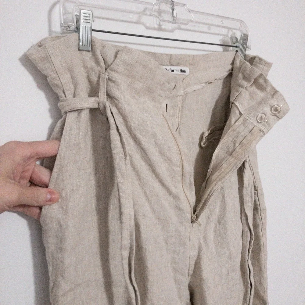 Reformation Linen Pants Womens Size 12 (35x26) Beige Tie Casual Neutral Norman